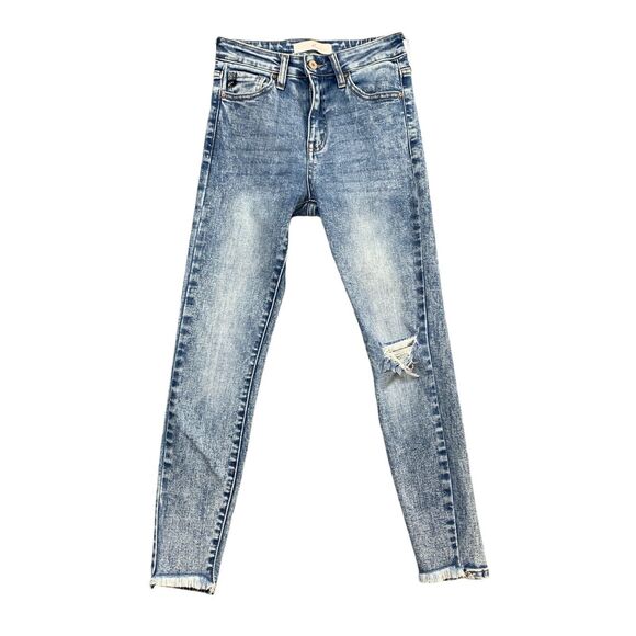 KanCan Jeans Womens 1/24 Denim Acid Wash Kara High Rise Ankle Skinny Distressed - Picture 1 of 14